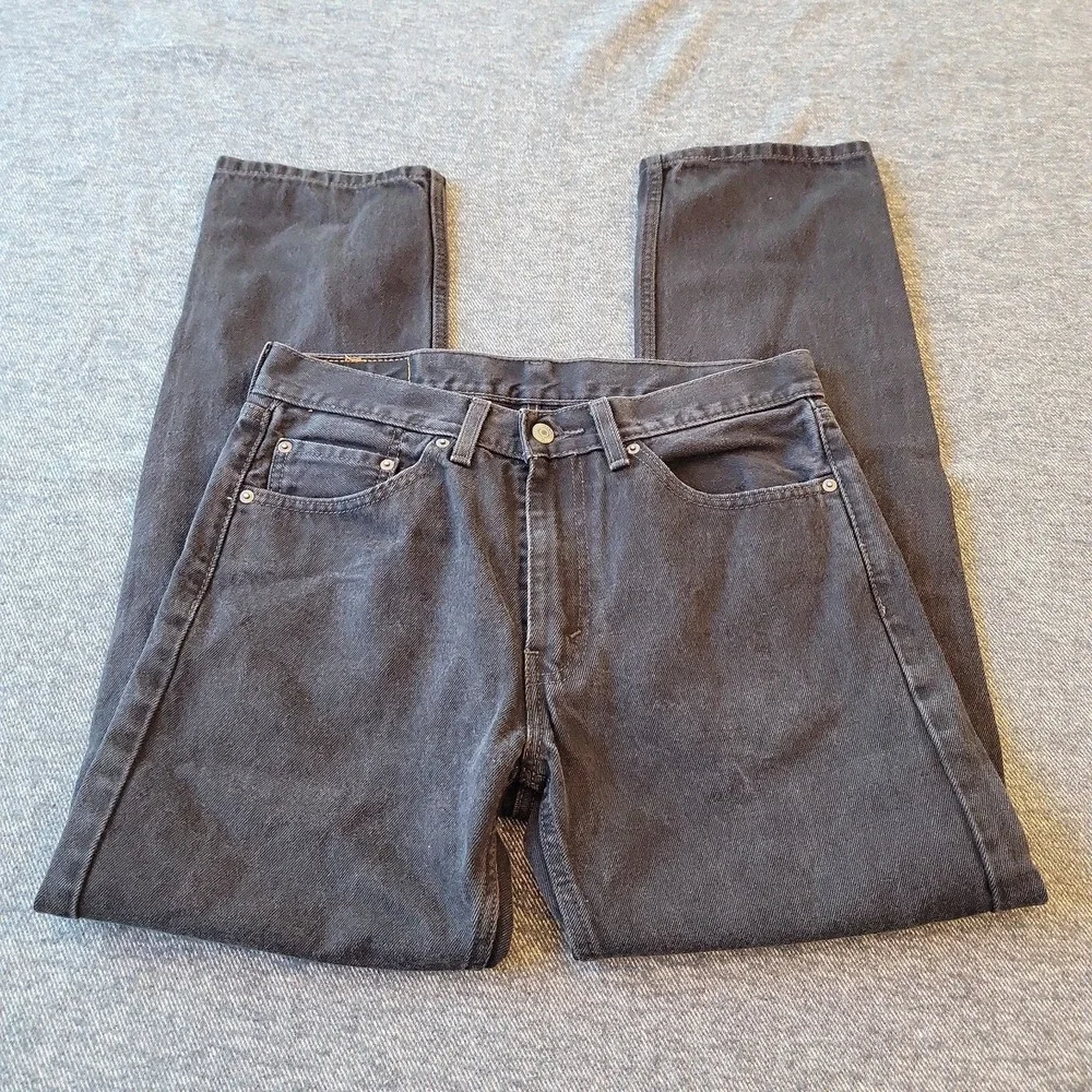Levi's 505 Jeans Mens 33x32 Black Denim Regular Fit Straight Leg Relaxed Red Tab